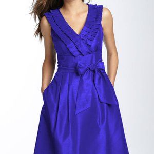 ELIZA J Blue Fit Flare Dress Side Bow Tie Cocktail Wedding  Sz 8 Medium NEW 225$
